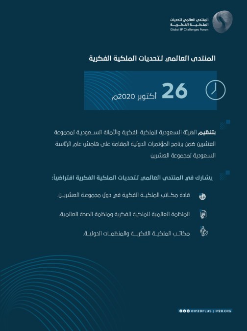 انعقاد منتدى عالمي لتحديات الملكية الفكرية في المملكة على هامش عام الرئاسة السعودية لمجموعة العشرين