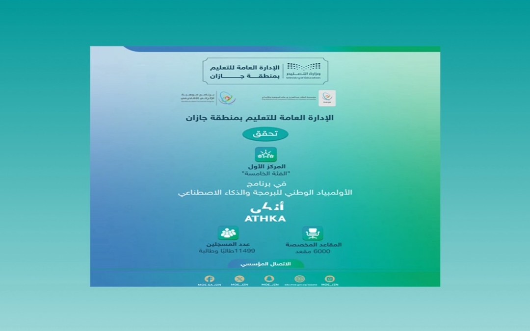 “تعليم جازان” تحقق المركز الأول في برنامج الأولمبياد الوطني”أذكى”